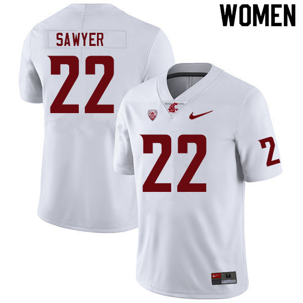 Women #22 Jaxon Sawyer Washington State Cougars College Football Jerseys Sale-White